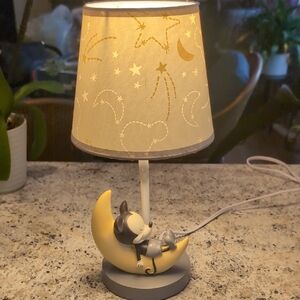 Lambs & Ivy Disney Baby Mickey Mouse Gray Celestial Lamp with Shade.